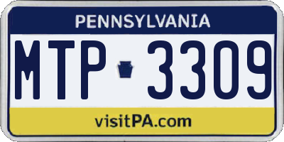 PA license plate MTP3309
