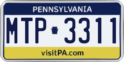PA license plate MTP3311