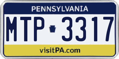 PA license plate MTP3317
