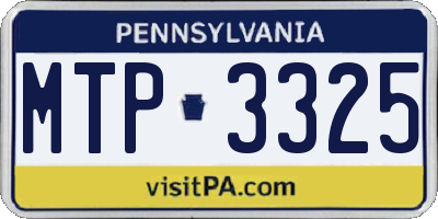 PA license plate MTP3325