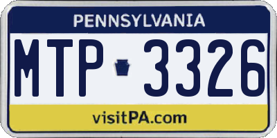 PA license plate MTP3326