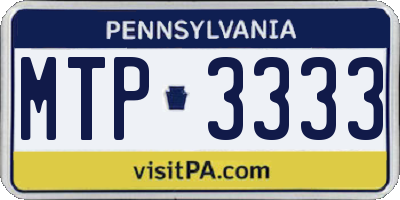 PA license plate MTP3333