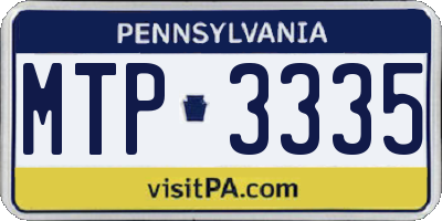 PA license plate MTP3335