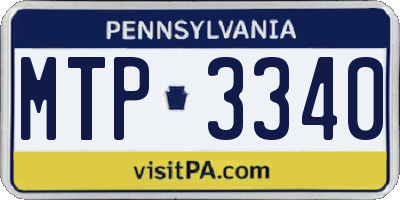 PA license plate MTP3340