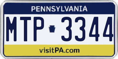 PA license plate MTP3344