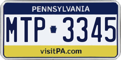 PA license plate MTP3345