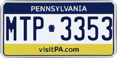 PA license plate MTP3353
