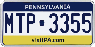 PA license plate MTP3355