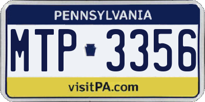 PA license plate MTP3356