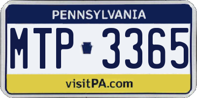 PA license plate MTP3365