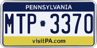 PA license plate MTP3370