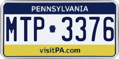 PA license plate MTP3376