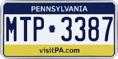 PA license plate MTP3387