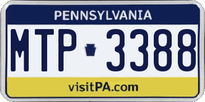PA license plate MTP3388