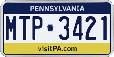 PA license plate MTP3421