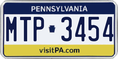 PA license plate MTP3454