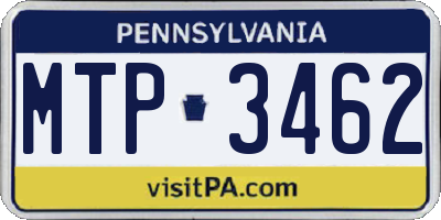 PA license plate MTP3462