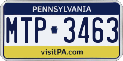 PA license plate MTP3463