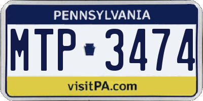 PA license plate MTP3474