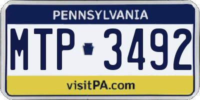 PA license plate MTP3492