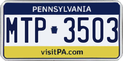 PA license plate MTP3503
