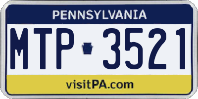 PA license plate MTP3521