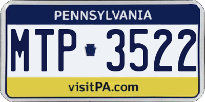 PA license plate MTP3522