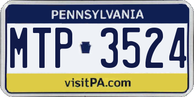 PA license plate MTP3524