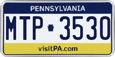 PA license plate MTP3530