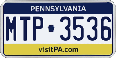 PA license plate MTP3536