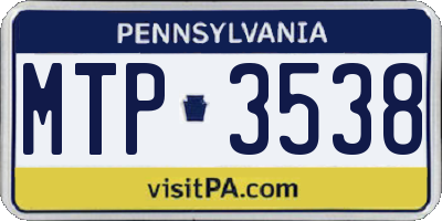 PA license plate MTP3538