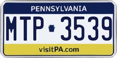 PA license plate MTP3539