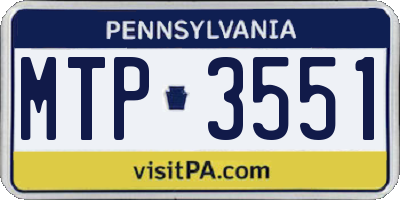 PA license plate MTP3551