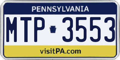 PA license plate MTP3553
