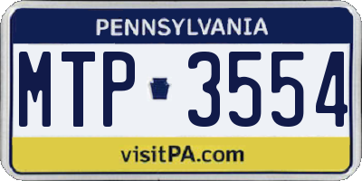 PA license plate MTP3554