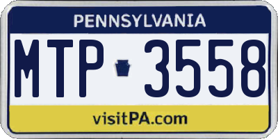 PA license plate MTP3558
