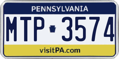 PA license plate MTP3574