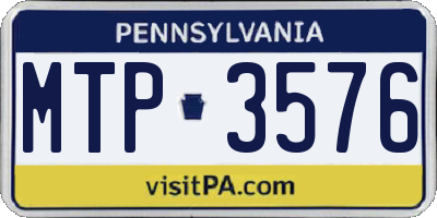 PA license plate MTP3576