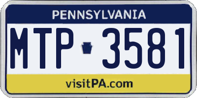 PA license plate MTP3581