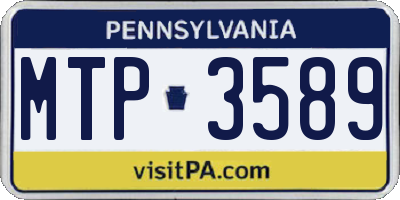 PA license plate MTP3589