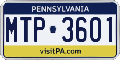 PA license plate MTP3601