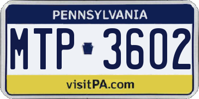 PA license plate MTP3602