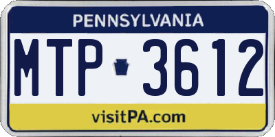 PA license plate MTP3612