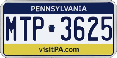 PA license plate MTP3625