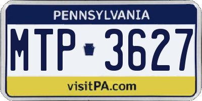 PA license plate MTP3627