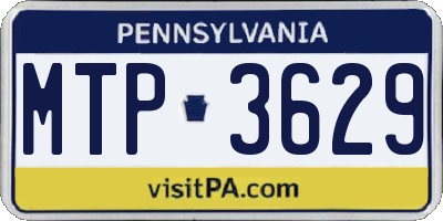 PA license plate MTP3629