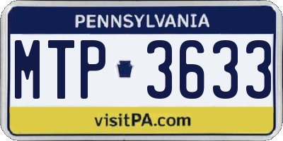 PA license plate MTP3633