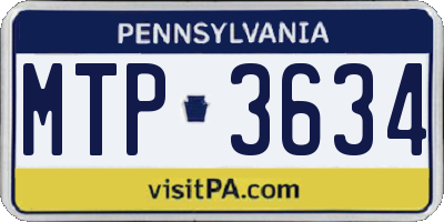 PA license plate MTP3634