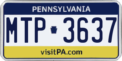 PA license plate MTP3637