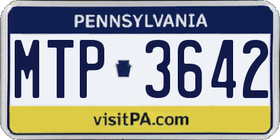 PA license plate MTP3642